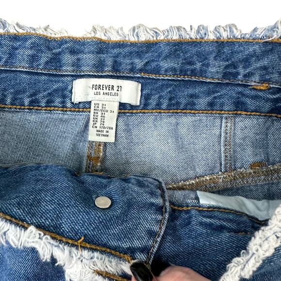Forever 21 High Waisted Wide Leg Raw Fringe Waist 31 Casual Mom Jeans - Picture 6 of 6